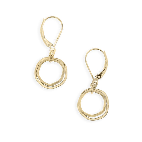 Mini simple caldera earrings by Freshie & Zero featuring small, minimalist hoop design in gold-tone metal.