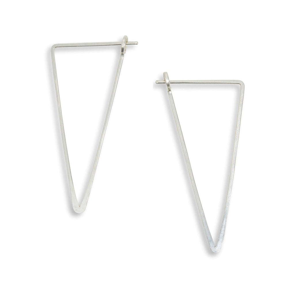 sterling silver handmade geometric triangle hoop earrings