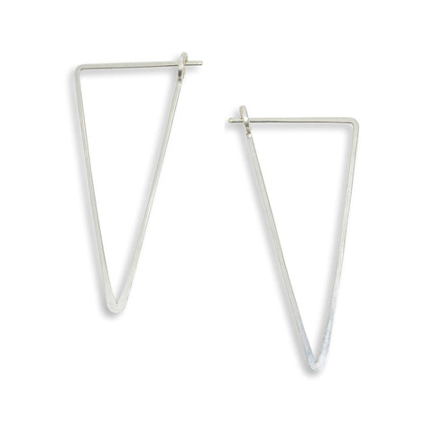 Minimal hoops earrings with apex triangle design by Freshie & Zero, showcasing sleek geometric gold jewelry.