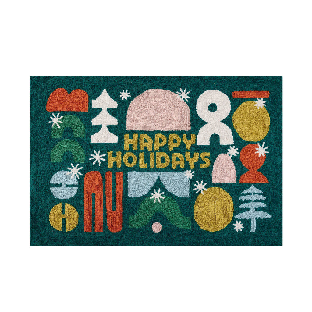 Happy Holidays Hook Rug - Freshie & Zero Studio Shop