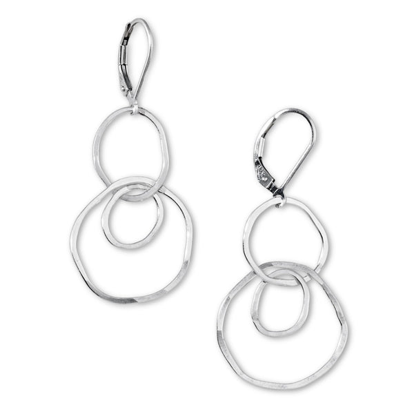 hammered silver earrings linked circles handmade freshie and zero