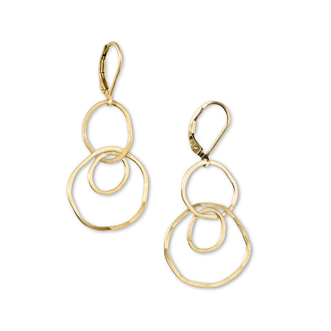 Freshie & Zero Element earrings featuring geometric design with gold-tone metal and minimalist style.