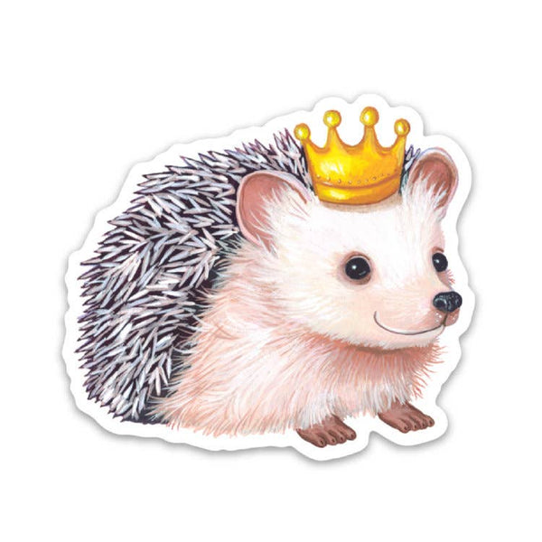 Crowned Hedgehog Vinyl Sticker - Freshie & Zero Studio Shop