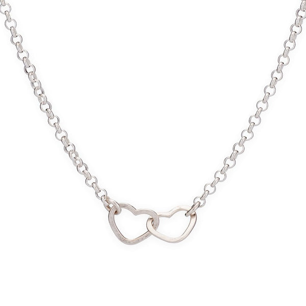 tiny hearts linked hearts dainty necklace choker handmade sterling silver