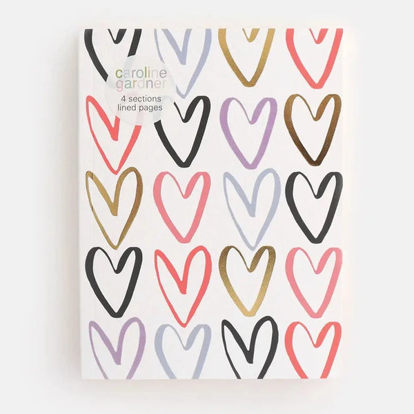 Tabbed Notebook - Bright Hearts - Freshie & Zero Studio Shop