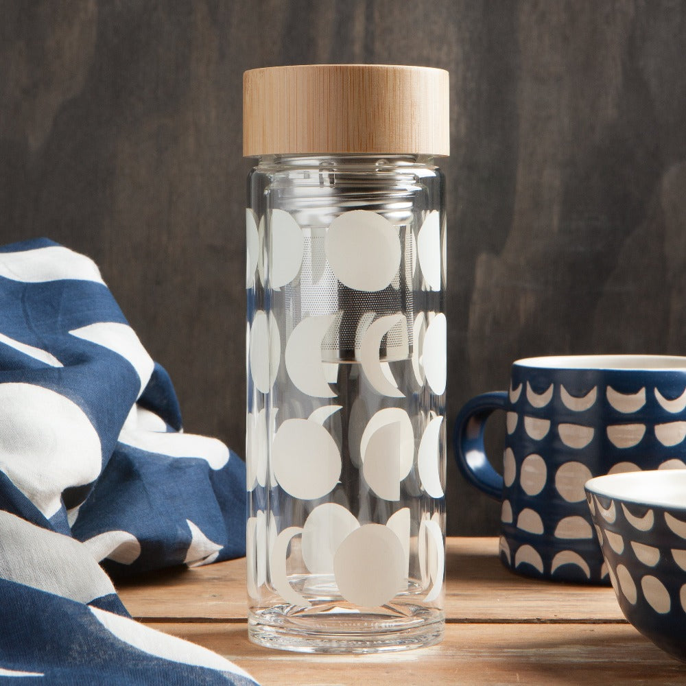 Travel Tea Infuser by Danica Studios - White Moons - Freshie & Zero Studio Shop