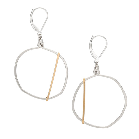 Golden Optimist earrings by Freshie & Zero featuring delicate hoop design with shiny gold finish.