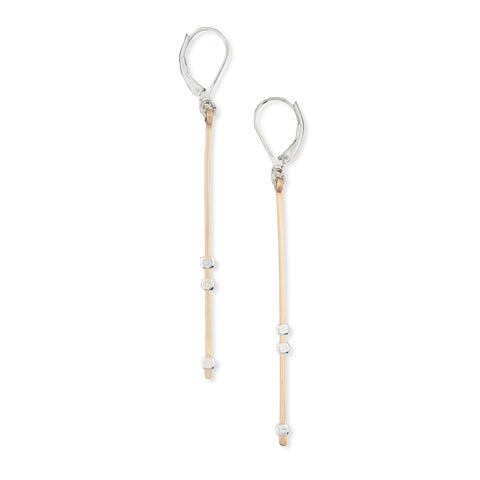 Freshie & Zero beam earrings featuring sleek, minimalist design with shiny metal finish, perfect for modern jewelry style.