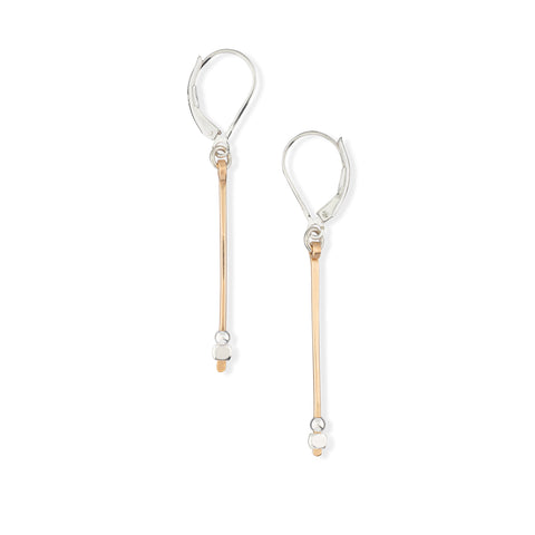 Freshie & Zero Beam Mini Earrings, small gold hoop earrings with sleek minimalist design, on a white background.