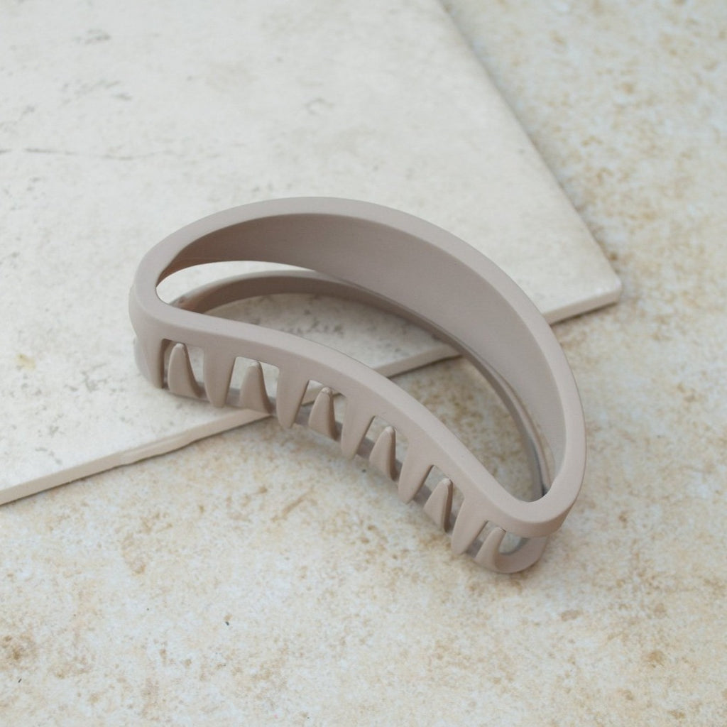 khaki light grey big hair claw bean shaped by tiepology