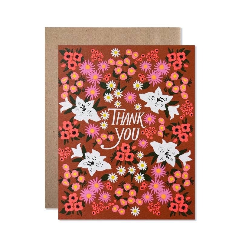 Thank You Lilies with Rust Background - Freshie & Zero Studio Shop