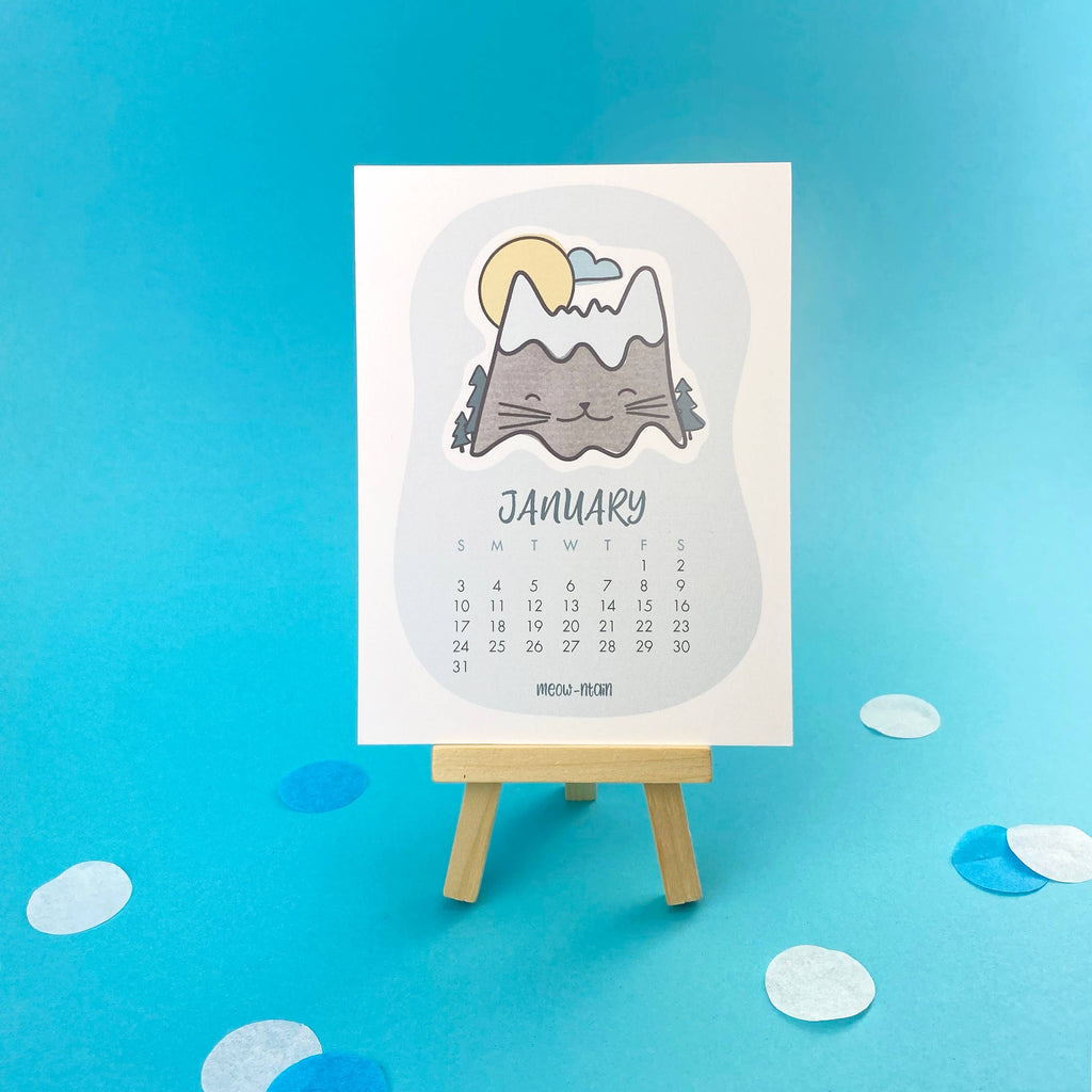 2024 Cute Cat Puns Illustrated Desk Calendar Freshie & Zero