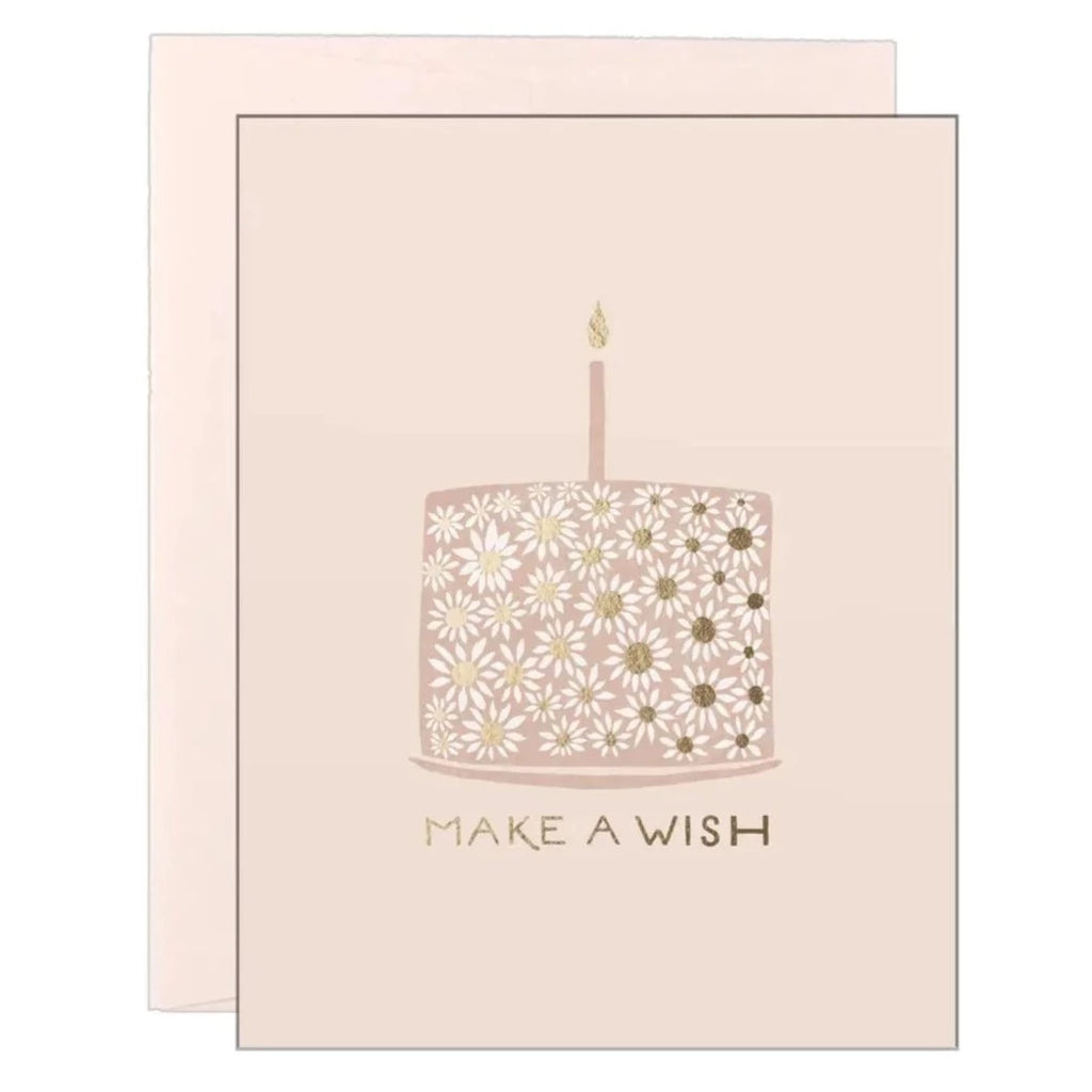 Make A Wish Flower Cake - Letterpress Card - Freshie & Zero Studio Shop