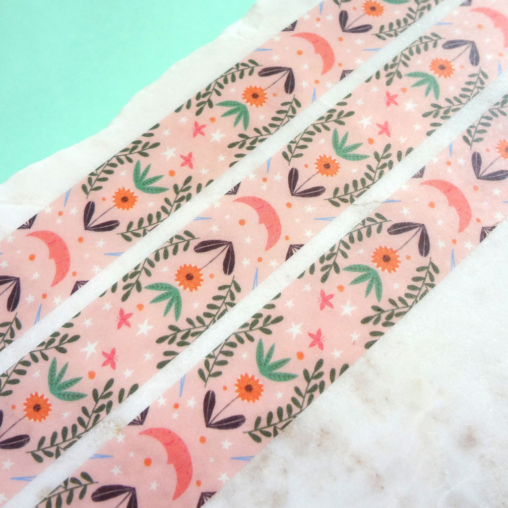Bonbi Forest Washi Tape: Pink Sleepy Moon - Freshie & Zero Studio Shop