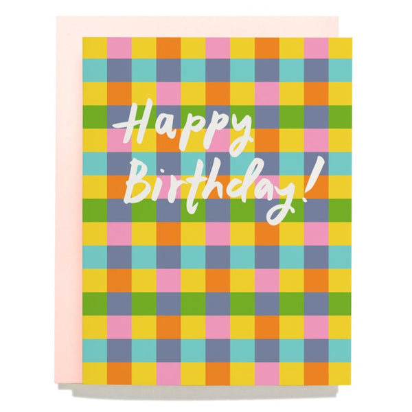 Birthday Greeting Card: Plaid Pastel - Freshie & Zero Studio Shop