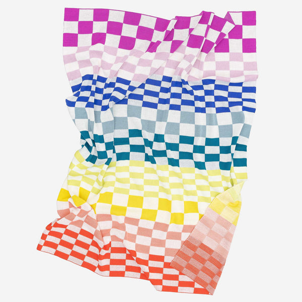 checkerboard rainbow knit throw blanket by verloop