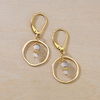 Sunrise Moonstone and Gold Circle Earrings - Freshie & Zero
