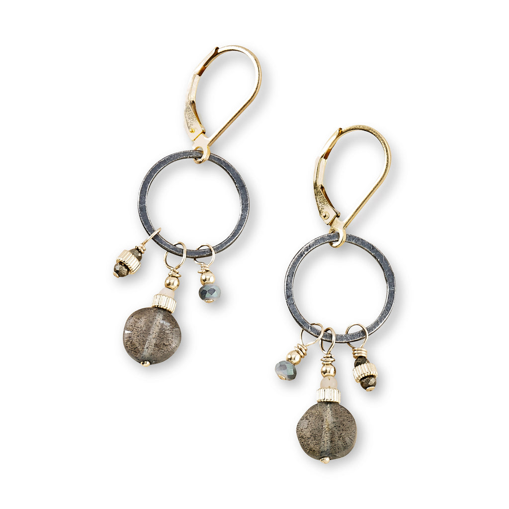 Portico Labradorite and Gold Dangle Earrings - Freshie & Zero