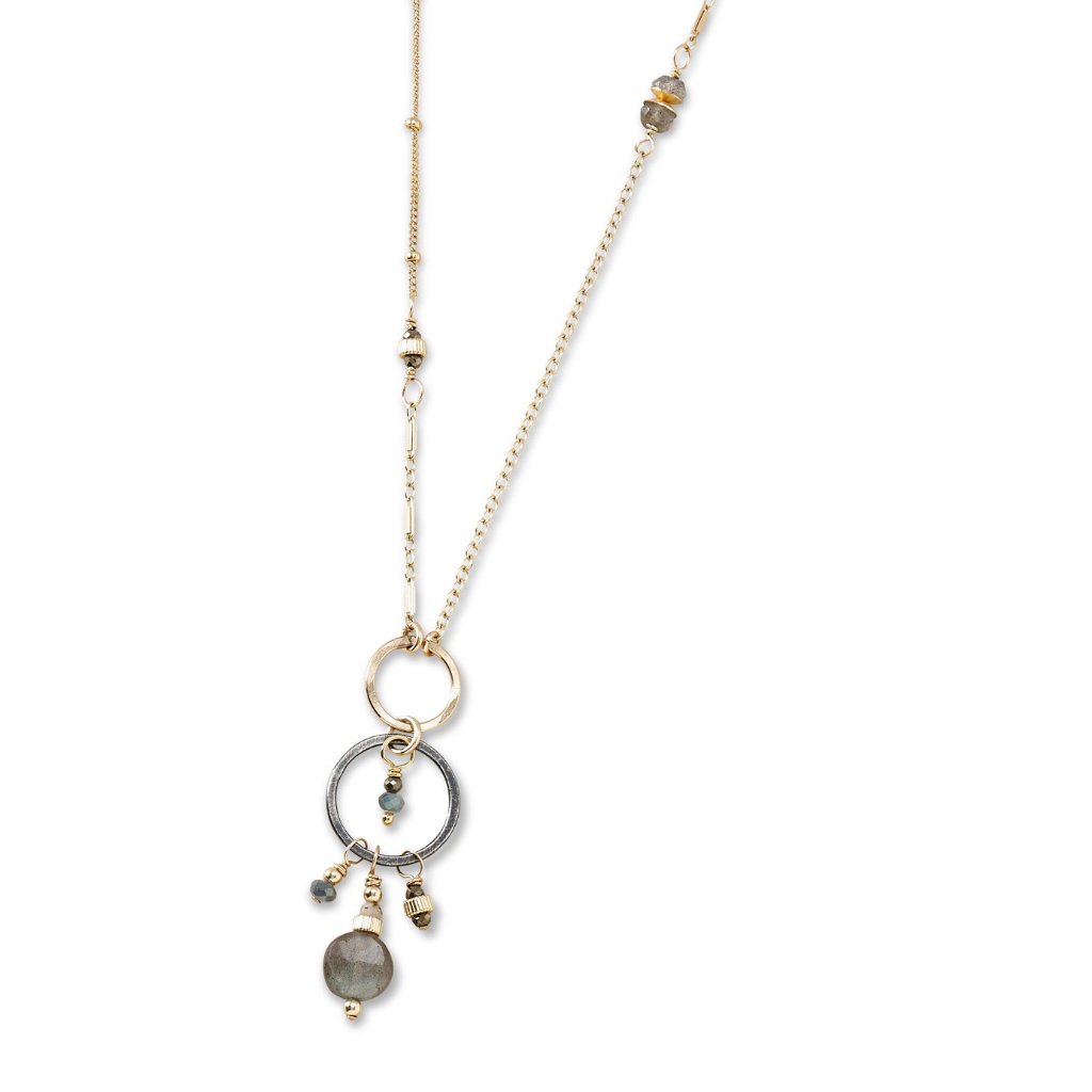 Portico Labradorite Mixed Gold Chains Necklace - Freshie & Zero