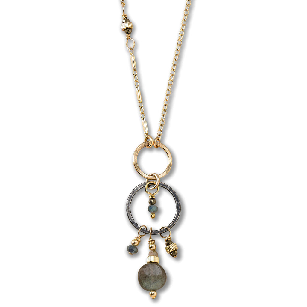 Portico Labradorite Mixed Gold Chains Necklace - Freshie & Zero