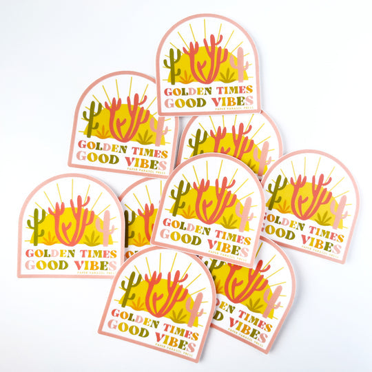 Golden Times Good Vibes Sticker - Freshie & Zero Studio Shop