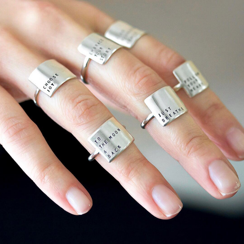 Embrace Your Story - Hand Stamped Message Sterling Silver Ring - Freshie & Zero Studio Shop