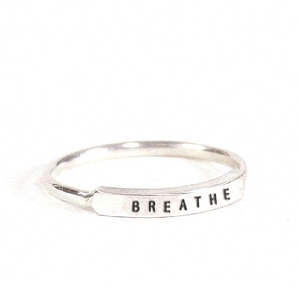 Breathe: Hand Stamped Message Stacking Ring - Freshie & Zero Studio Shop