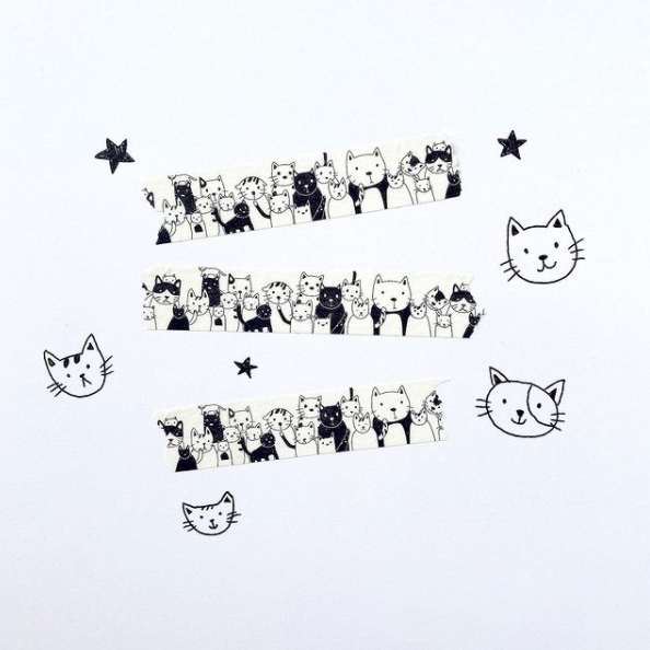 Washi Tape: Cat Doodles - Freshie & Zero
