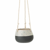 Hanging Small Ceramic Pot White Grey - Freshie & Zero Studio Shop