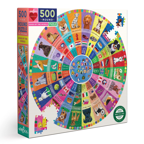 Dogs Of The World Round 500 piece Puzzle - Freshie & Zero Studio Shop