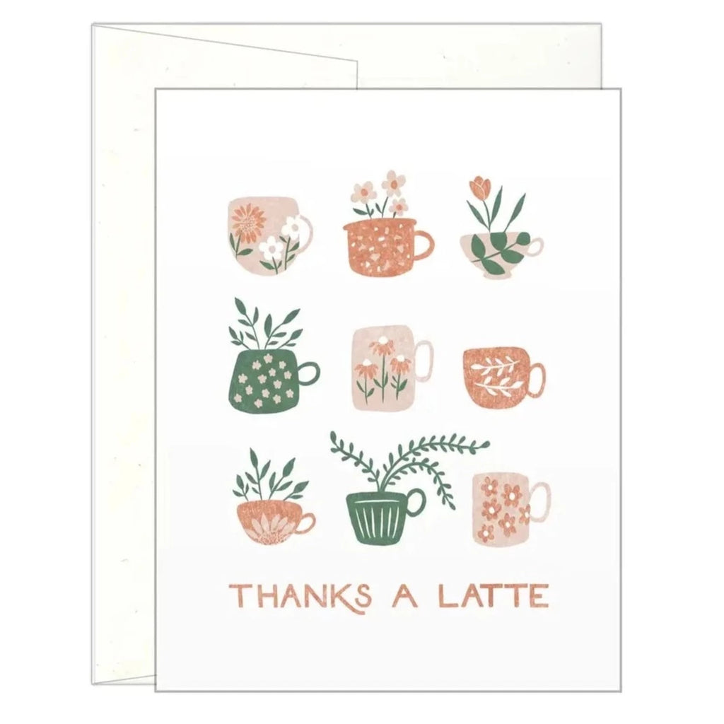 Thanks A Latte Garden Party Mugs - Letterpress Card - Freshie & Zero Studio Shop