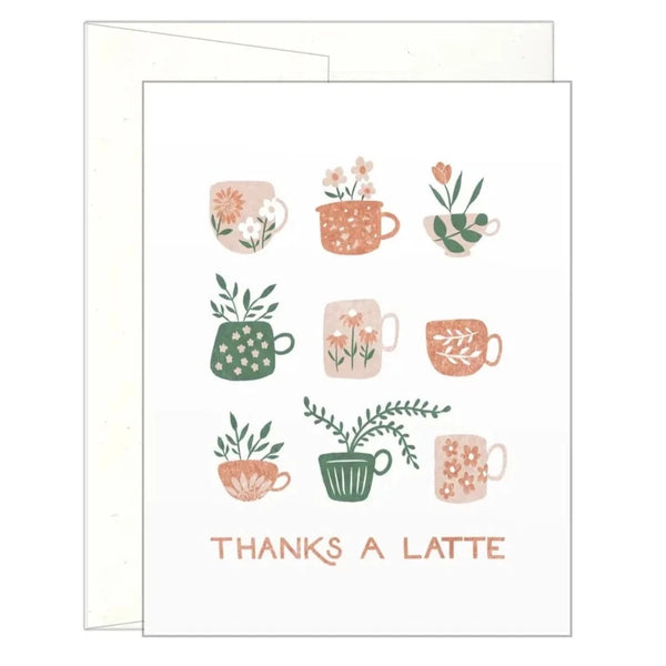 Thanks A Latte Garden Party Mugs - Letterpress Card - Freshie & Zero Studio Shop