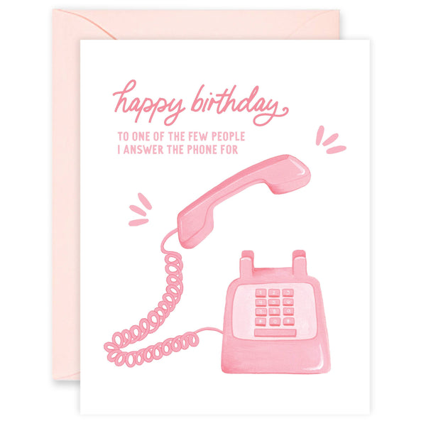 Pink Vintage Phone Card | Birthday Card - Freshie & Zero Studio Shop