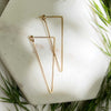 hammered wire handmade geometric triangle hoop threader earrings