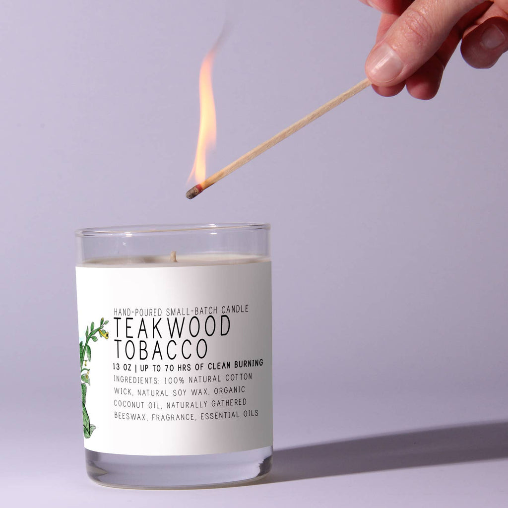 Teakwood Tobacco 13oz Just Bee Candle - Freshie & Zero Studio Shop