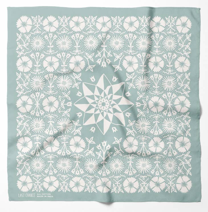 Organic Cotton Nashville Embroidered Bandana ~ Seaglass - Freshie & Zero Studio Shop