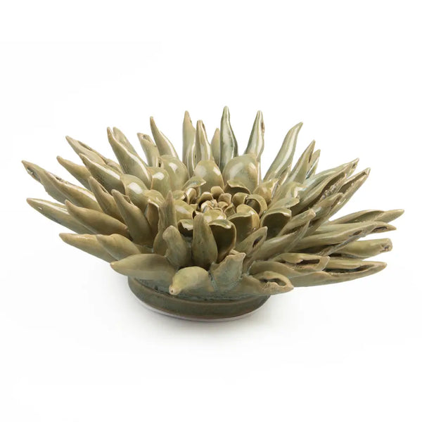 Ceramic Bloom: Large Green Flower - Freshie & Zero Studio Shop