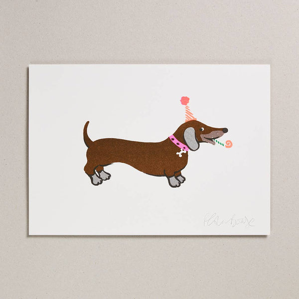 Risograph Print by Petra Boase - Party Puppy - Freshie & Zero Studio Shop