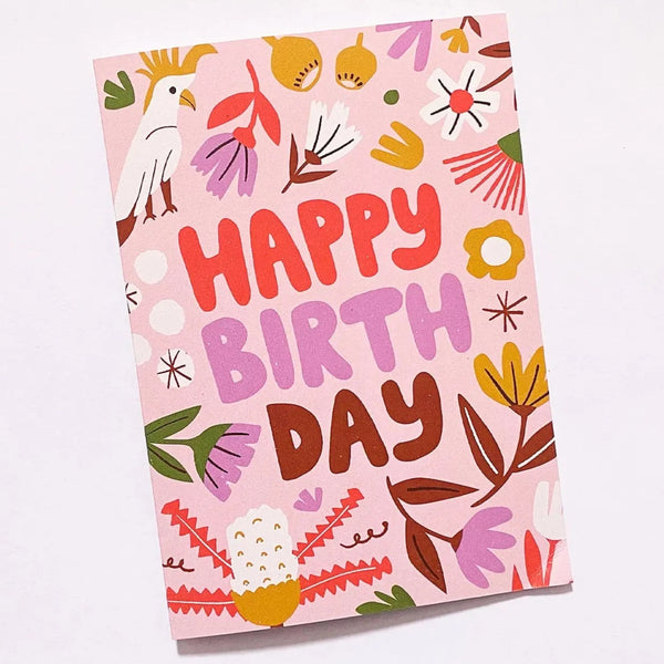 Greeting Card - Happy Birthday Florals - Freshie & Zero Studio Shop