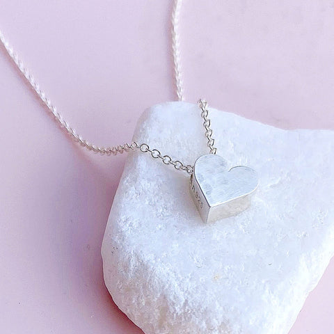 Tiny Mighty Heart Necklace from Freshie & Zero, delicate gold chain with small heart pendant, jewelry accessory for everyday wear