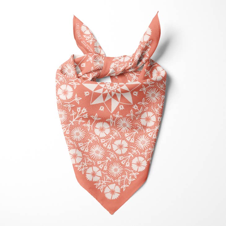 Organic Cotton Nashville Embroidered Bandana ~ Grapefruit - Freshie & Zero Studio Shop