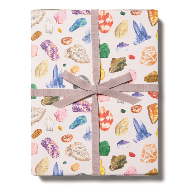 illustrated gemstones gift wrap roll 