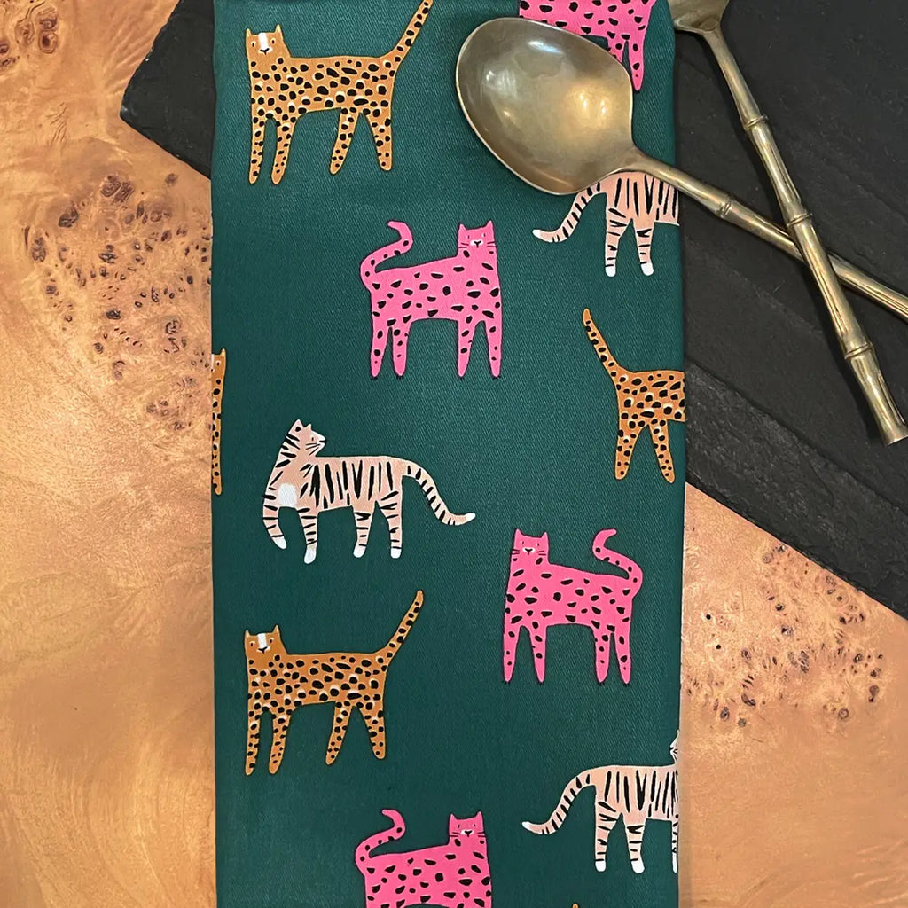 Tea Towel by Idlewild: Colorful Wild Cats - Freshie & Zero Studio Shop