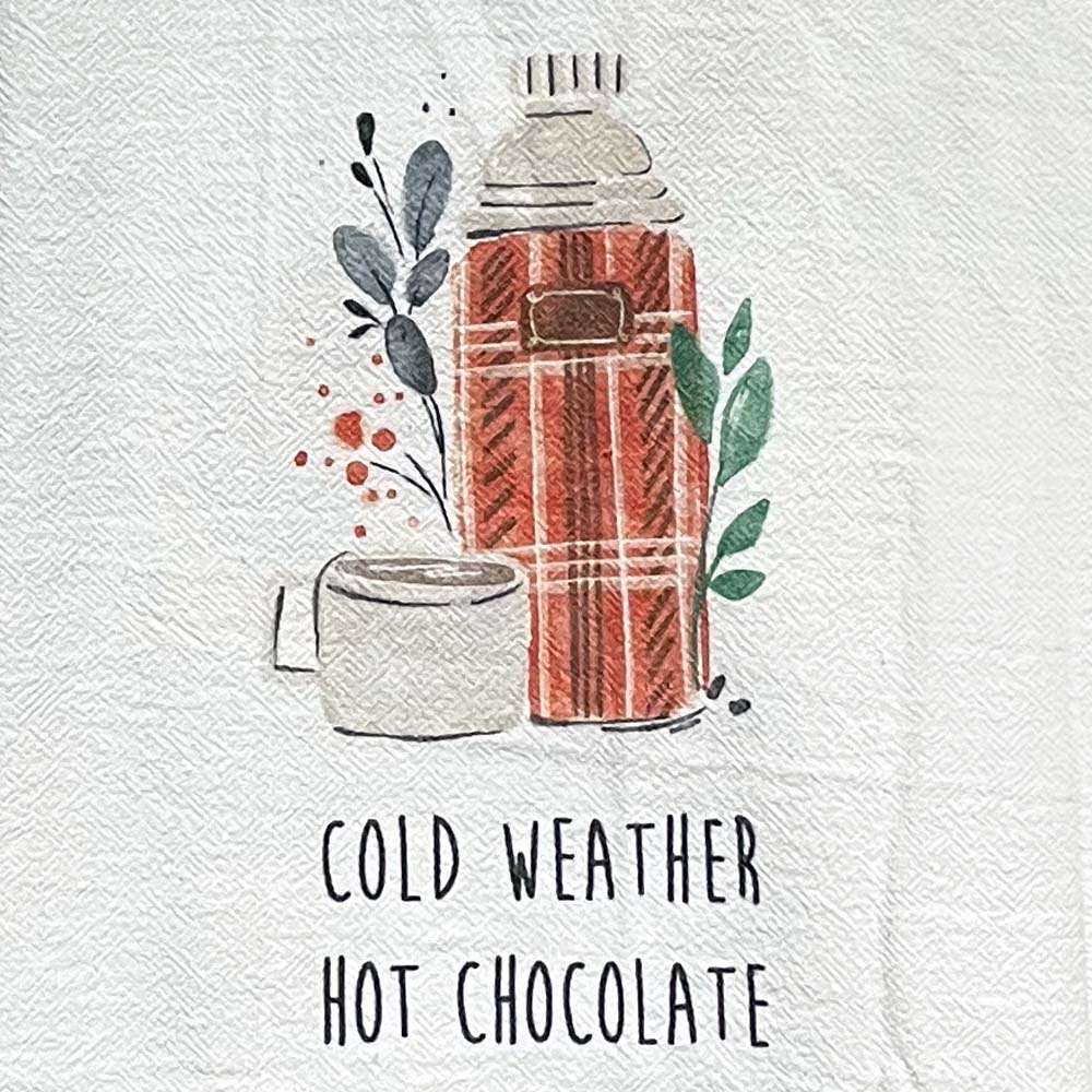 Holiday Tea Towel: Cold Weather, Hot Chocolate - Freshie & Zero