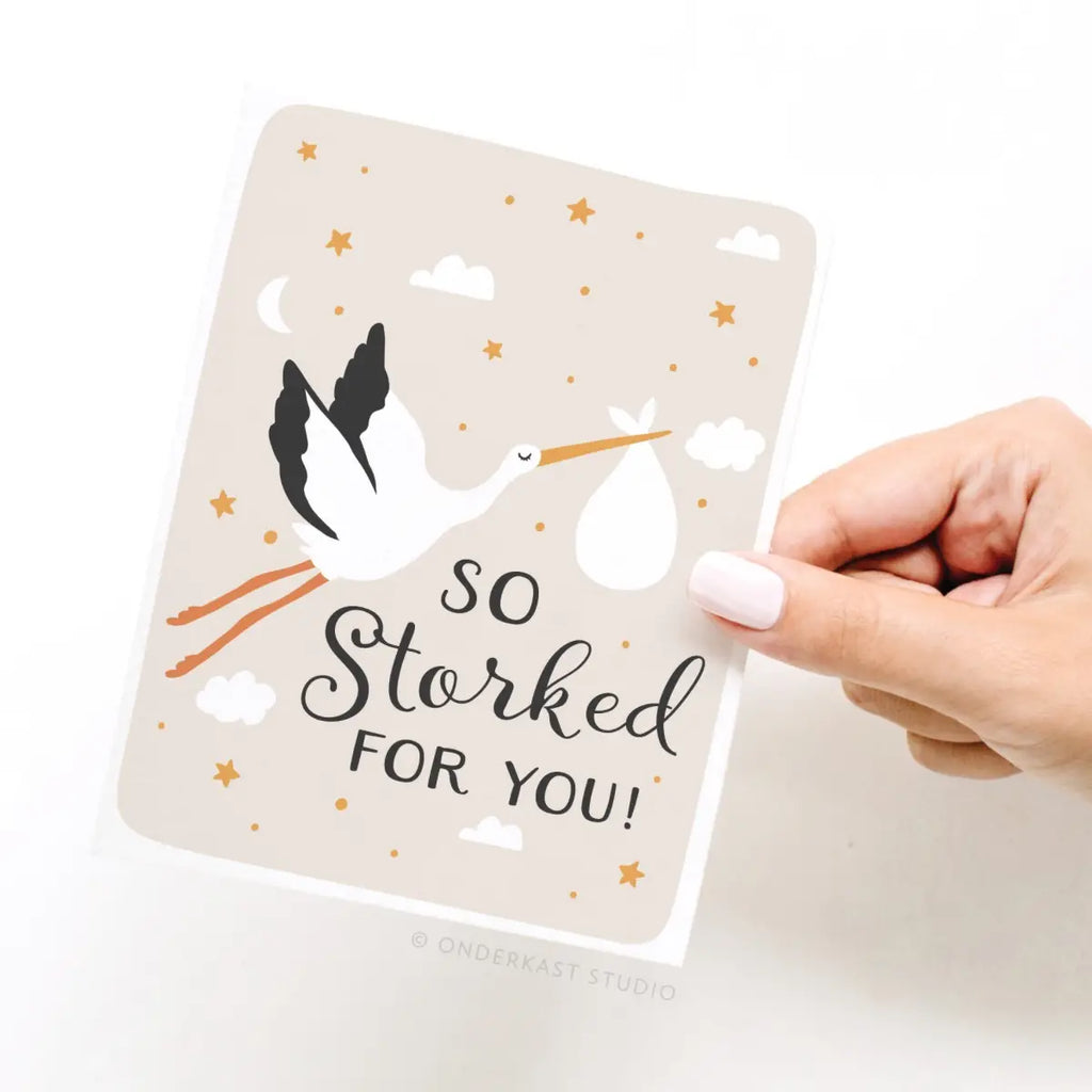 So Storked For You! New Baby Greeting Card - Freshie & Zero Studio Shop
