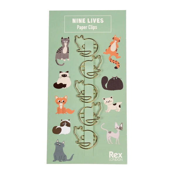 Nine Lives Cat Paper Clips - Set of 5 - Freshie & Zero Studio Shop