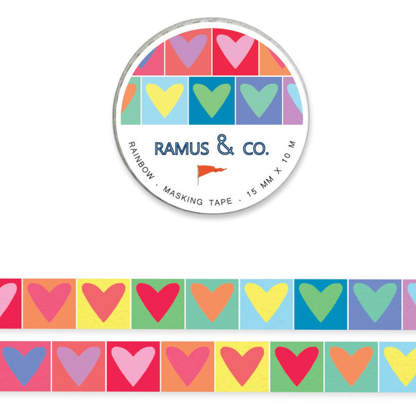 Washi Tape: Rainbow Hearts - Freshie & Zero Studio Shop