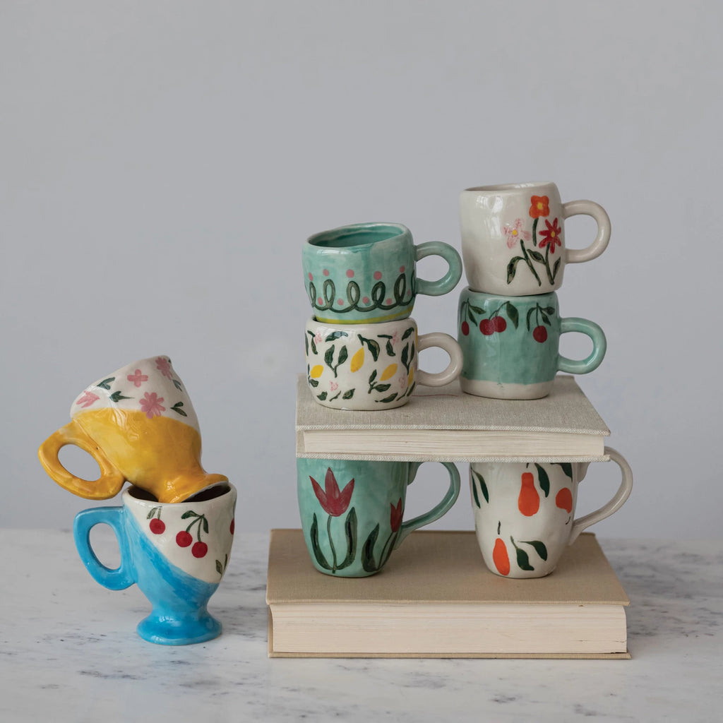 Hand-Painted Stoneware Mini Mugs - Freshie & Zero Studio Shop