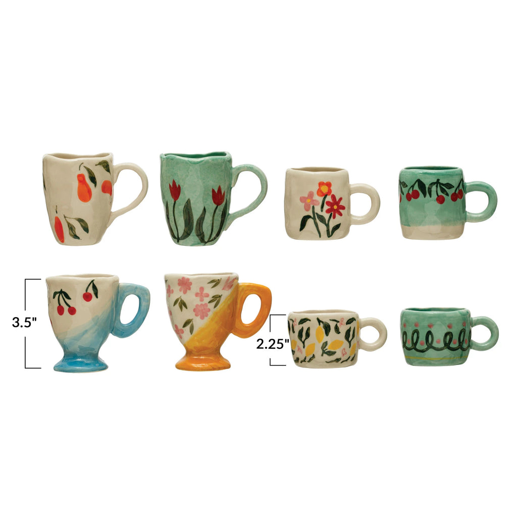 Hand-Painted Stoneware Mini Mugs - Freshie & Zero Studio Shop