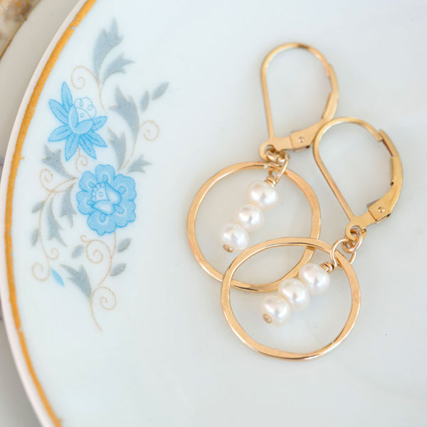 treble earrings - white pearls - Freshie & Zero